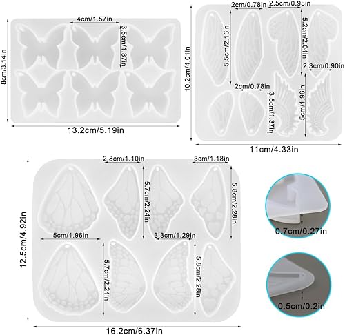AFUNTA Lot de 3 moules en résine en silicone en forme de papillon et d'ailes réalistes - Cadeaux de bricolage pour femme - Nail Gallerys