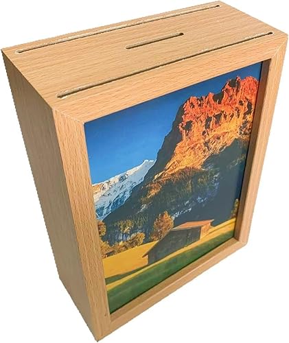 Tirelire en bois élégante et cadre photo pour afficher des souvenirs tout en stockant des pièces de monnaie et des billets en toute sécurité - Nail Gallerys