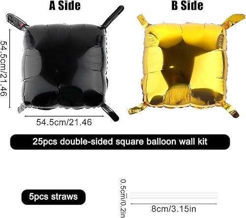 BOXOB 25pcs Kit de Mur Ballons Carrés Mylar, Double Face Toile Fond Ballons Carrés pour Mariage Fête d'Anniversaire Tunnel Enterrement Vie Jeune Fille Décoration d'Arche (Rose Rouge & Rose) - Nail Gallerys