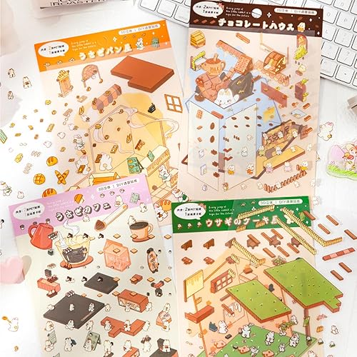 3D Stickers Scene Miniature,Autocollants de Scène,DIY 3D Autocollants Maison Set,Créez Votre Propre Supermarché Café Maison Librairie Restaurant (couleur A) - Nail Gallerys