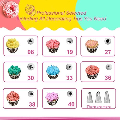 Douilles Pâtisserie 70Pcs ,Cadrim Poche à Douilles Patisserie DIY Kits en Inoxydable pour Décoration de Gâteaux Crème (48 Douilles et 22 Accessoires) - Nail Gallerys