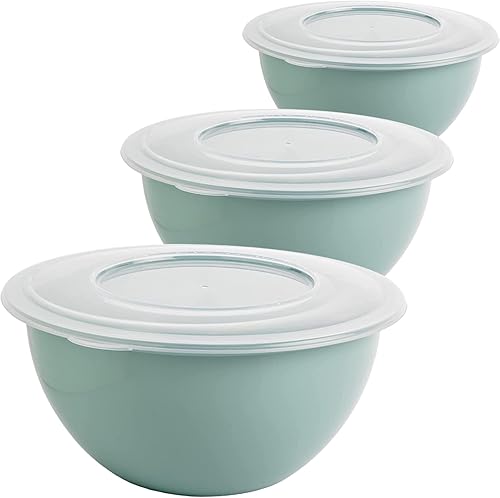 2friends SUSTANIA Green Lot de 3 saladiers polyvalents, avec couvercle de 5 l, en polypropylène sans BPA, couleur tendance : vert, 28 cm, fabrication européenne - Nail Gallerys