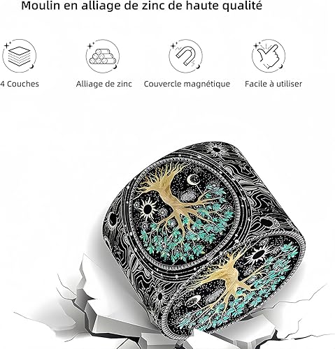 HanTang Grinder 6,1 cm, Grinder en métal, 4 couches, Cadeau pour occasions spéciales - Nail Gallerys