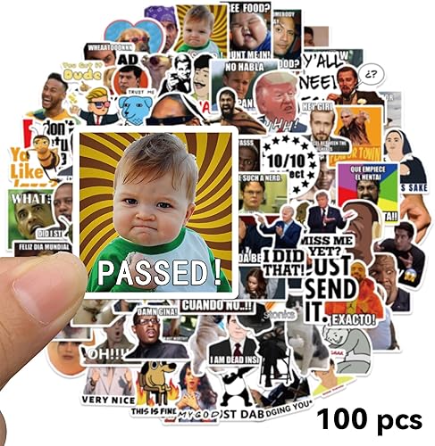 Gwezmxs Kit d'Autocollants Drôles, Stickers Memes Marrants pour Ordinateur Portable et Téléphone, 100 Pièces - Nail Gallerys
