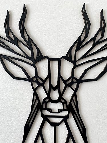 Pet-Jos Grand cerf - Décoration murale - En bois - 70 à 100 cm - Motif : têtes de cerf - Décoration murale minimaliste géométrique - 70 cm - Nail Gallerys