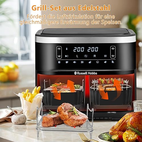 Accessoires pour friteuse à air chaud Russell Hobbs - 2 compartiments - 9 l - Moule en silicone - Accessoire pour friteuse à air chaud Russell Hobbs - Sans BPA - Réutilisable - Moule en silicone Air - Nail Gallerys