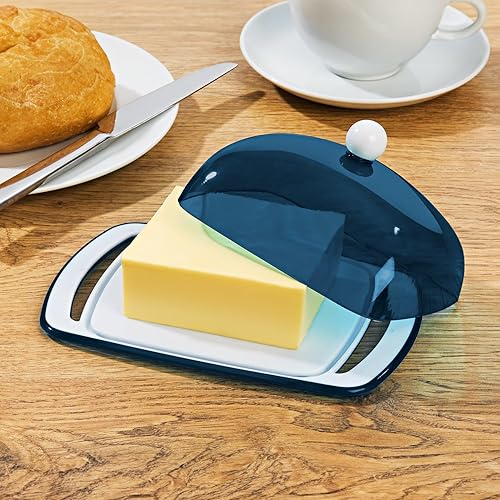 3 PAGEN® Beurrier bleu - Idéal pour la table du petit-déjeuner - Rangement pour beurre - Beurrier en plastique pour une fraîcheur longue durée - Convient pour 250 g de beurre - Nail Gallerys