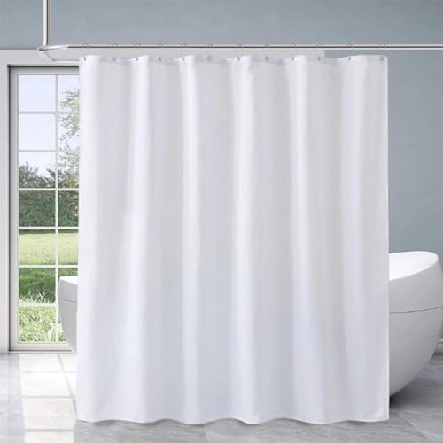 PDSYCB Rideau de Douche 166x230cm/WxL Plaid en Tissu Blanc Extra Longueur Rideau de Salle de Bain en Polyester Anti-moisissure Imperméable,Rideaux Baignoire Lavable en Machine avec 12 Crochets - Nail Gallerys