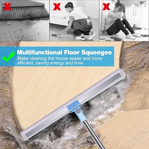 Raclette Sol Silicone avec Manche - Wiseten Raclette Sol Extensible Pivotante Vitre Raclette de Sol pour Douche, Munie d’Une Lame Large 50cm et Ajustable INOX matériel Raclette Salle de Bain - Nail Gallerys