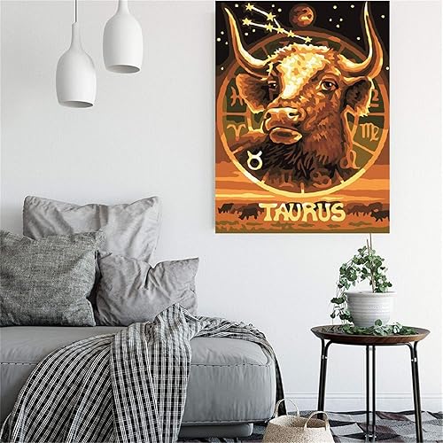 5D Bricolage Diamond Painting Full Drill Diamant Peinture Douze Constellations Taureau Point de Croix Broderie Paint by Numbers Kits Art pour Salon Décor à La Maison Square Drill,12x16inch/30x40cm - Nail Gallerys