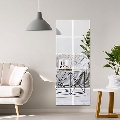 10PCS Miroirs Muraux Autocollant, 30x 30cm Stickers Miroirs Autocollants Carrés, Miroir Mural Acrylique Adhésif 3D Amovible Ultra-Minces pour TV Fond Décoration Chambre Entrée Salon(30x30cm) - Nail Gallerys