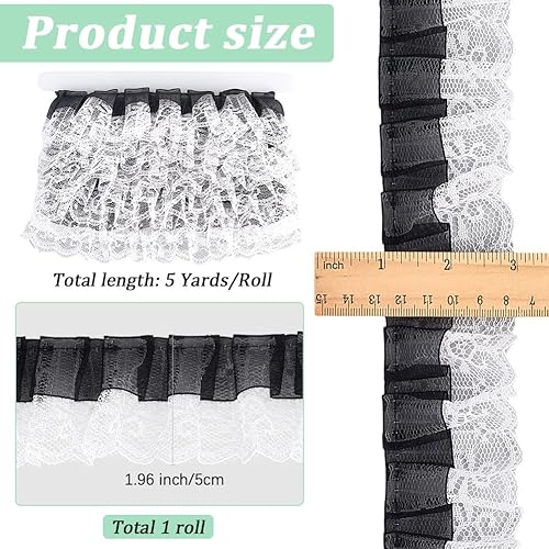 GORGECRAFT Ruban de Dentelle en Mousseline de Soie à Volants Double Épaisseur de 50mm*5yds Bordure en Satin Plissé Bordures Vert Clair Tulle Brodé Dentelles pour Tissu Appliques Couture Artisanat - Nail Gallerys