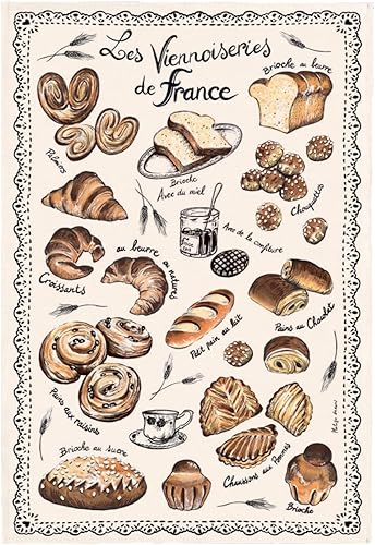 Winkler - Torchon - Torchon de cuisine - Chiffons de nettoyage - Serviette de cuisine - Torchon à vaisselle - Torchon de cuisine 100% Coton - 48 x 72 - Ecru - Viennoiserie - Nail Gallerys