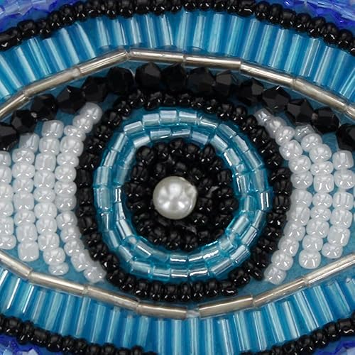 Lot de 2 écussons en forme de mauvais œil avec perles et cristaux - À coudre ou à faire à la main - Nail Gallerys