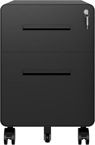 BISLEY Caisson à roulettes EasyRoll : avec 1 tiroir et 1 tiroir de Rangement Suspendu/Meuble de Bureau Noir/Chariot à roulettes. Dimensions (H x l x P) : 500 x 400 x 500 mm. Utilisation pour Bureau, - Nail Gallerys