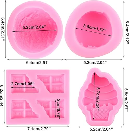RFGHAC Lot de 4 moules en silicone pour macaron, hamburger, boule de glace, fondant, chocolat au lait, moule pour décoration de gâteau, décoration de cupcakes, bonbons, résine, bougie, savon, bombe de - Nail Gallerys