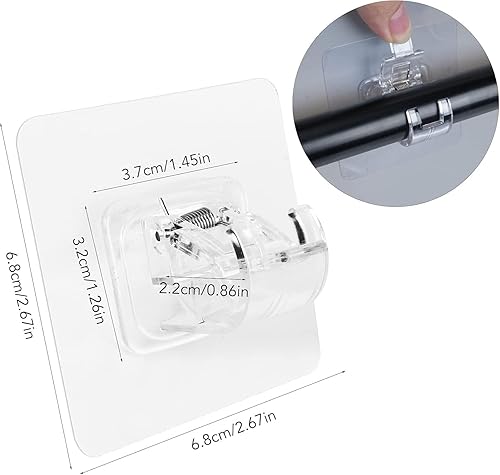 Minnhua Support de Tringle à Rideaux Autoadhésif Sans Percer - 8 Pièces Transparent pour Maison, Salle de Bain, Cuisine - Nail Gallerys