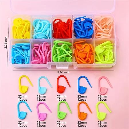 Wagoodter 120 pièces de marqueurs de mailles, marqueurs de mailles multicolores, Locking Stitch Avec boîte de rangement, pour le tricot, le bricolage, le crochet (10Farben/120Stück) - Nail Gallerys