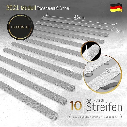 Husstand Lot de 10 et 20 Bandes antidérapantes Transparent 45 x 2 cm - Nail Gallerys