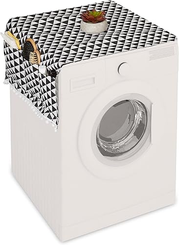 Relaxdays Protection de Machine à Laver avec Poches, Polyester, Housse Lave-Linge, sèche-Linge, frigo, Noir - crème - Nail Gallerys