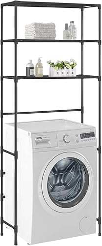 Gecheer Support de Rangement au-Dessus Lave-Linge 3 Niveaux 69x28x169cm, Support de Salle de Bain avec étagère de Rangement, Gain de Place Meuble de Rangement au-Dessus des Toilettes - Nail Gallerys