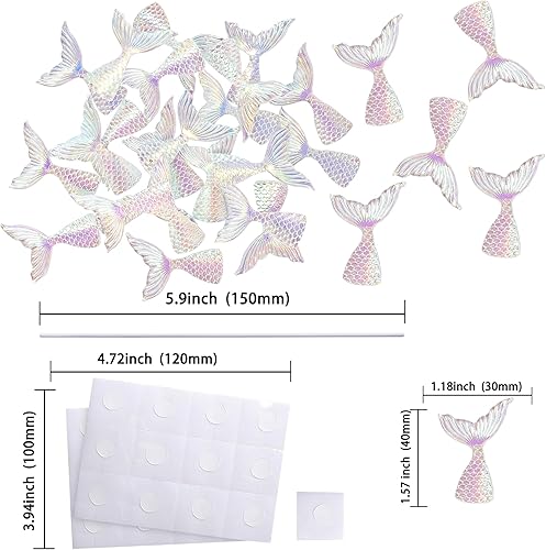 Ephlyn Lot de 24 figurines queue de sirène en acrylique – Décorations de cupcakes, mini emballages et décorations de gâteaux pour fête sirène et fête prénatale – Bleu et rose - Nail Gallerys