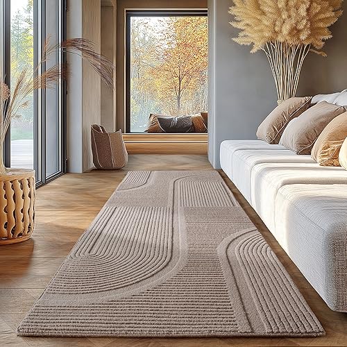 SIMPEX Tapis scandinave uni Boho crème 240x340 cm, Tapis décoratif Doux et Facile d'entretien avec Effet 3D, Grand Tapis Lavable pour Le Salon et la Chambre à Coucher - Nail Gallerys