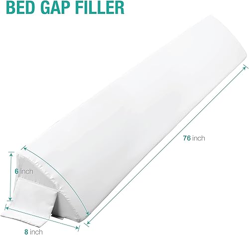 VEKKIA – Oreiller cale pour lit super king size, traversin de matelas qui comble l’espace entre le matelas et la tête de lit (blanc, 193 x 20 x 15 cm) - Nail Gallerys