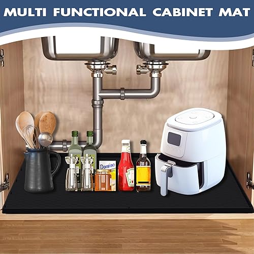 Tapis Sous évier Pour Armoire, Imperméable Et Facile à Nettoyer, Sous Le Bac D'égouttement De L'évier, Doublure De Protection D'armoire En Silicone, Pour Cuisine Salle De Bain (Gris,22*22inch) - Nail Gallerys