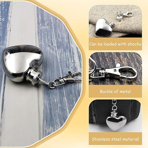 NASSMOSSE Mini flacon, 30 ml de flacon de hanche en acier inoxydable, mini flacons en forme de cœur avec anneau, alcool portable pour les femmes et les hommes - Nail Gallerys