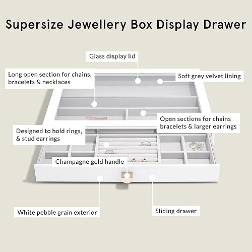 Stackers Pebble Grey Supersize Jewellery Box - Set of 3 (with drawers) - Nail Gallerys