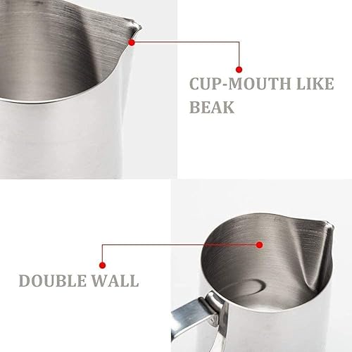 Pichet à lait en acier inoxydable de 350 ml avec thermomètre, pot à lait barista en métal, pour faire du latte, du café, du cappuccino - Nail Gallerys