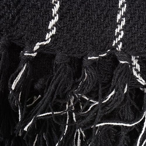 DII Plaid 100% Coton Buffalo Check pour intérieur/extérieur, Camping, Barbecue, Plage, Quotidien, 127 x 152 cm, Noir et Blanc - Nail Gallerys