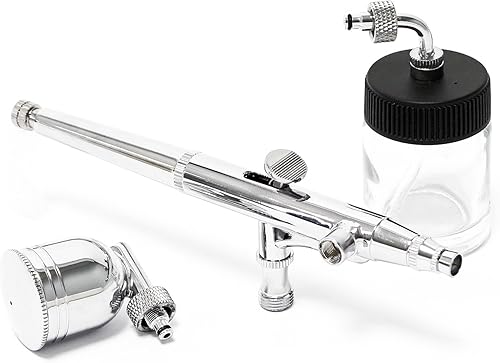 Wiltec Kit Pistolet aérographe Professionnel Modèle 134K – Action Double DA – avec Buses 0,2/0,3/0,5 mm – Godets 7/20 ML – Tatouage, Bronzage, Maquillage, modélisme Airbrush - Nail Gallerys