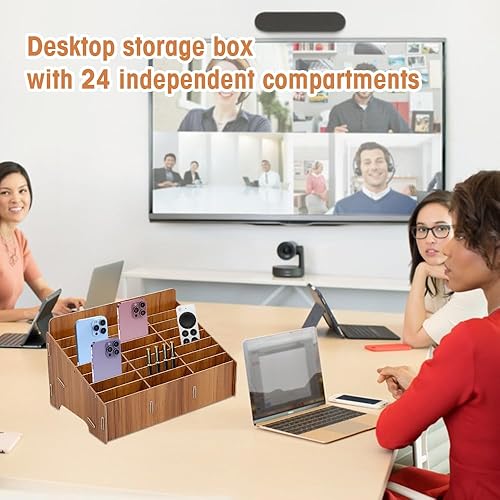 Wzhtuzi Boîte de Rangement en Bois, Boîte de Rangement pour Téléphone Portable avec 24 Compartiments, Rangement pour Téléphone Portable, pour Salle de Classe, Bureau, École - Nail Gallerys