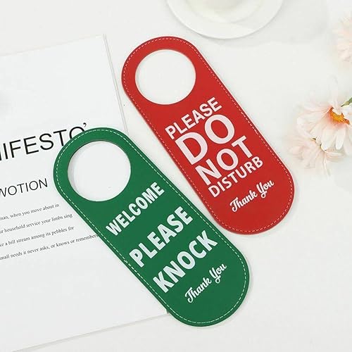 DAZZLEEX Panneau de porte « Do Not Disturb Please Knock » - 22,5 x 8,5 cm - Rouge + vert - Nail Gallerys