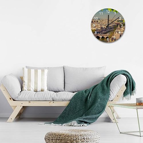 Horloge murale en bois Paris Tour Eiffel Fonctionne à piles Décoration murale pour salon, cuisine, salle de bain, chambre à coucher 30,5 cm - Nail Gallerys