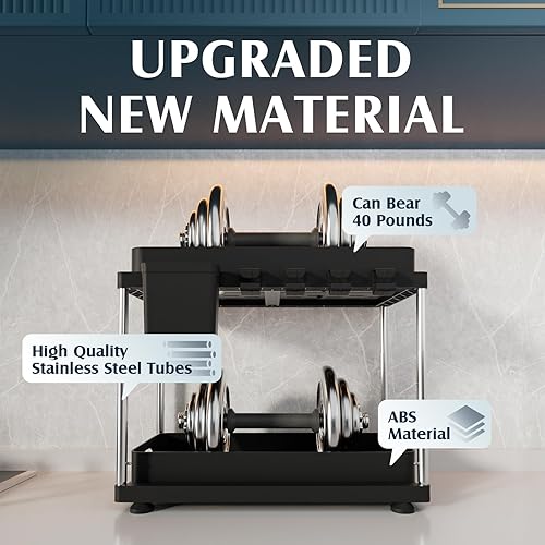 VERIFOST Lot de 2 organiseurs sous évier, à 2 niveaux sous évier et rangement pour cuisine et salle de bain, organiseur d'armoire réglable en hauteur avec deux tiroirs coulissants, noir - Nail Gallerys