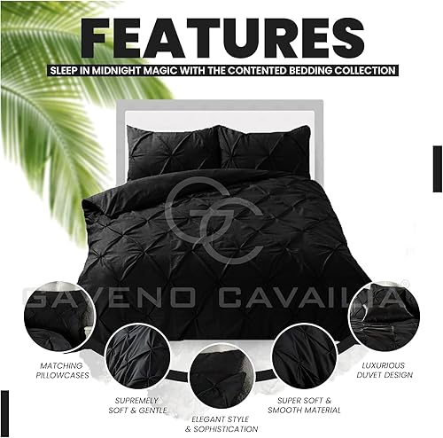 GC GAVENO CAVAILIA Parure de lit plissée avec housse de couette plissée et taie d'oreiller assortie en polycoton pour lit simple | Crème - Nail Gallerys