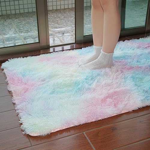 Yifugad Tapis Rond en Peluche pour Chambre à Coucher, Coloré pour Enfant, Décoration de Chambre (100 x 100 cm) - Nail Gallerys