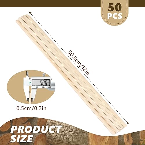 50 Pièces Bâtonnets Carrés en Bois, Baguette Bois Loisir Creatif pour Bricolage et Artisanat Créatif, 30x0.5x0.5cm - Nail Gallerys