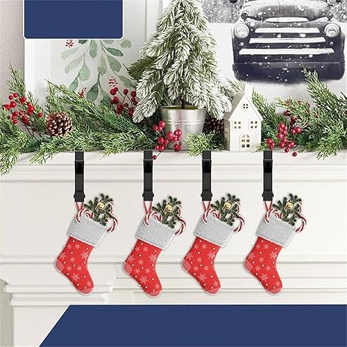 Lot de 4 supports de cheminée réglables pour guirlande de cheminée, double porte, crochets réglables pour chaussettes de Noël et guirlandes à suspendre (noir, 4 pièces) - Nail Gallerys