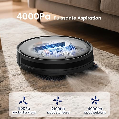 VersLife L6 Robot Aspirateur Laveur, 2 en 1 Aspirateur Robot Laveur, 4000Pa, 120 Min d'Autonomie, Alexa/WiFi/APP/Télécommande, Ricarica Automatica, pour Sols Durs, Tapis et Poils d'animaux - Nail Gallerys