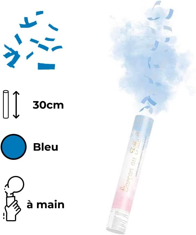 Lot de 4 Canons à Poudre Gender Reveal Bleu (Garçon) 30 cm - Lanceur à poudre pour Baby Shower et Gender Reveal, Prise en Main facile, idéal pour la révélation du sexe - SPARKLERS CLUB® - Nail Gallerys
