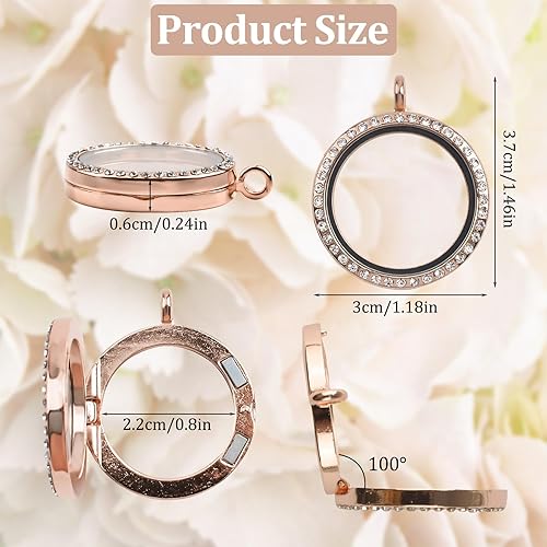 WANDIC Cadre Photo Charm, Lot de 4 Photo Médaillon à Cristaux pour Bouquet de Mariage Cadeau, 2 Couleurs - Nail Gallerys