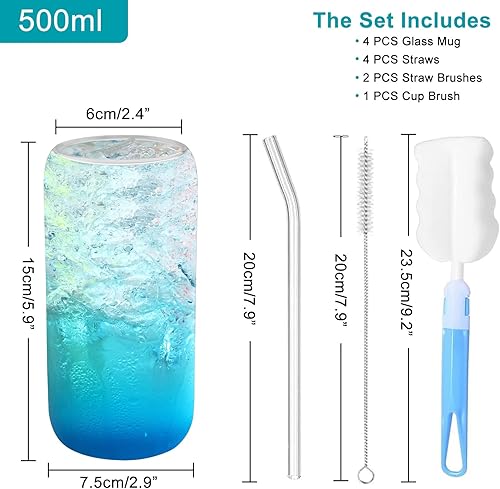 Zosenyer Verre a Eau, Set de 4 Tasses Matcha 500ml, Gobelet Smoothie pour L'eau Café Et Lait à Utilisation dans Les Soirées Cocktail Party Home Boutique de Desserts - Nail Gallerys