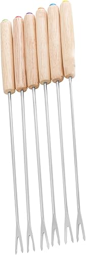 Lot de 6 Fourchettes à Fondue en Acier Inoxydable, Bâtonnets à Fondue au Fromage Légers avec Manche en Bois, Ustensiles de Table Résistants à la Chaleur pour les Pique-niques, - Nail Gallerys