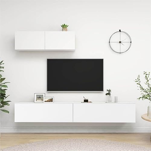 GOKHOMX Meuble TV Moderne Suspendu ou sur Pied de 180 cm, en Bois Blanc avec Rangement, Mural pour Salon, Chambre et Coin Salon - Nail Gallerys