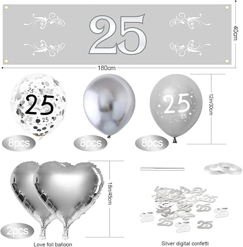 25 Anniversaire Argent - Décoration et Ballons pour Mariage - Deco pour Femme et Homme - Nail Gallerys