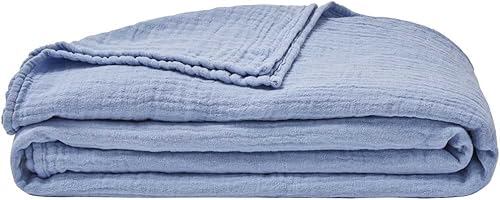 ESSIX Couvre lit uni en Gaze de Coton, Jazzy, 260x240cm, Blanc - Nail Gallerys